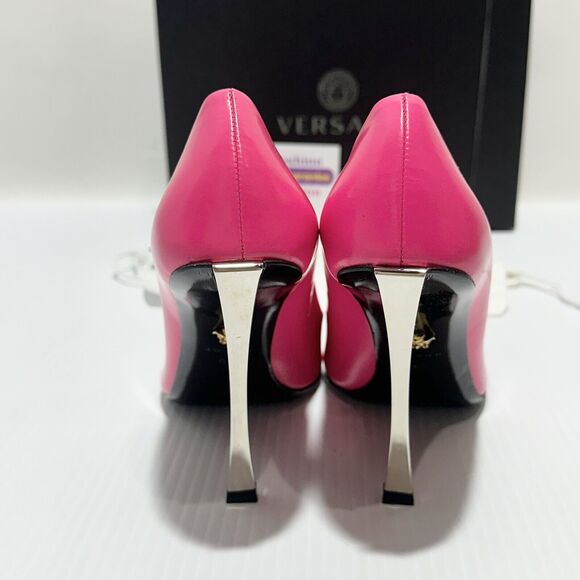 Versace Pin Point Size 38/ US 8 Leather Pointed Toe Pump Heels Pink NWT $1,325 - Picture 8 of 13